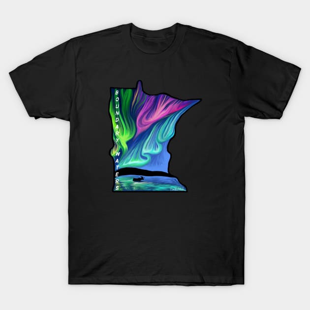 Boundary Waters Minnnesota Northern Lights T-Shirt by EcoElsa